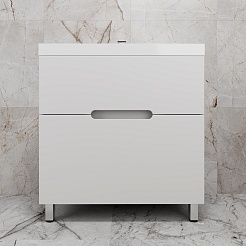 Style Line Тумба под раковину Матис 80 белая матовая – фотография-2